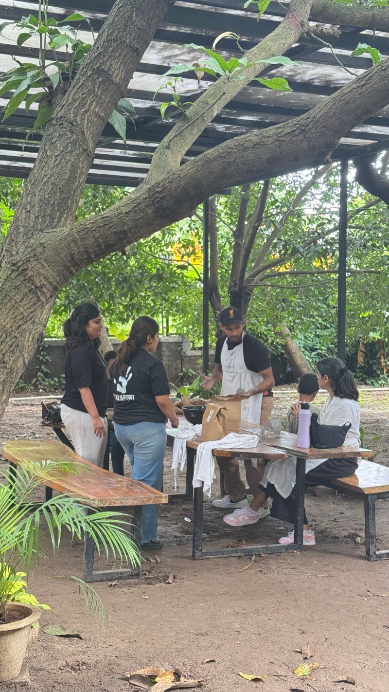 Participants crafting together at a Kalashala art workshop in Pune