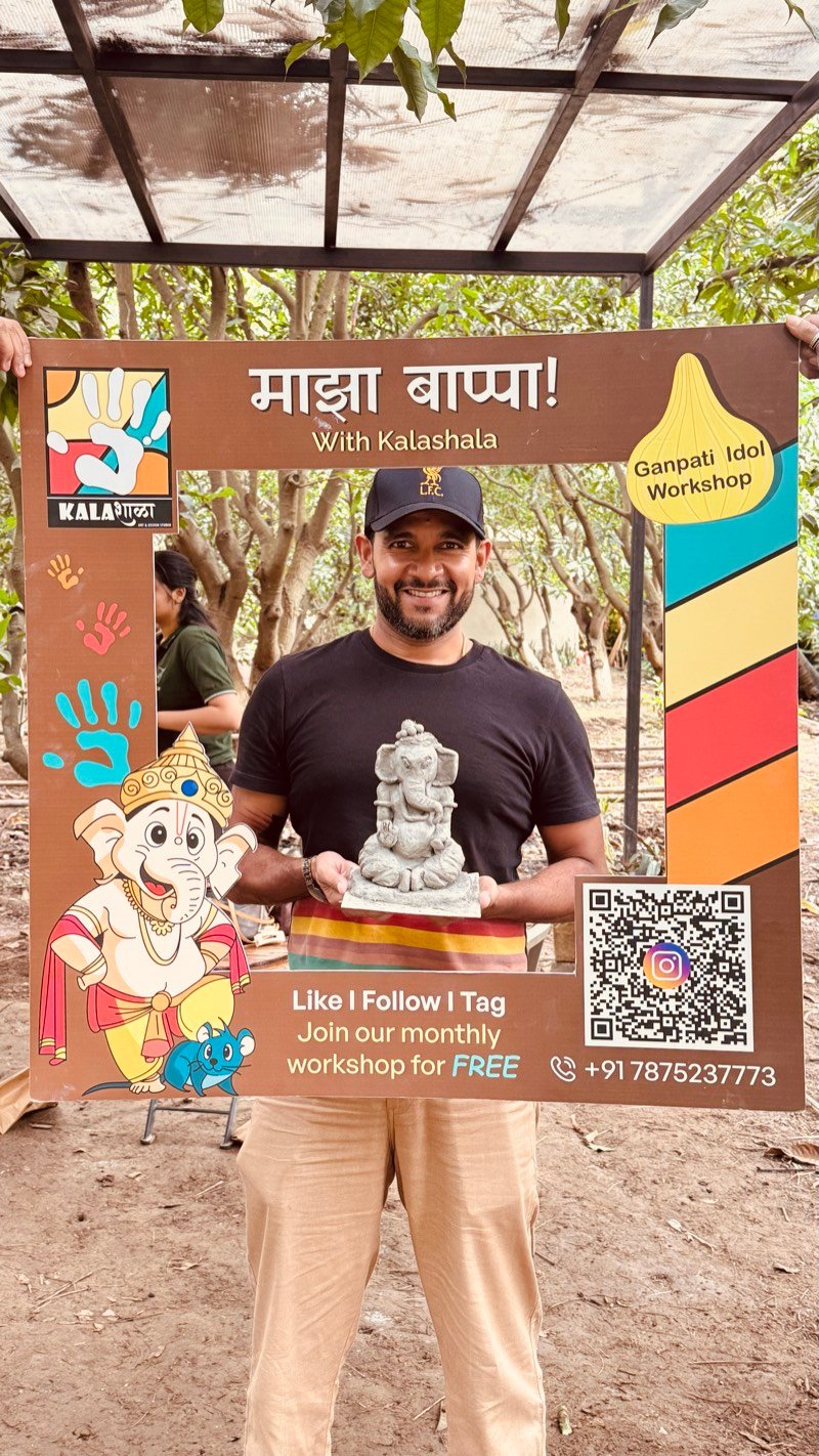 Participants crafting together at a Kalashala art workshop in Pune